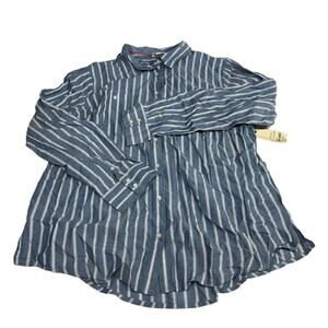 St. John's Bay Men's Classic Shirt Blue White Stripe Size XL (New)
